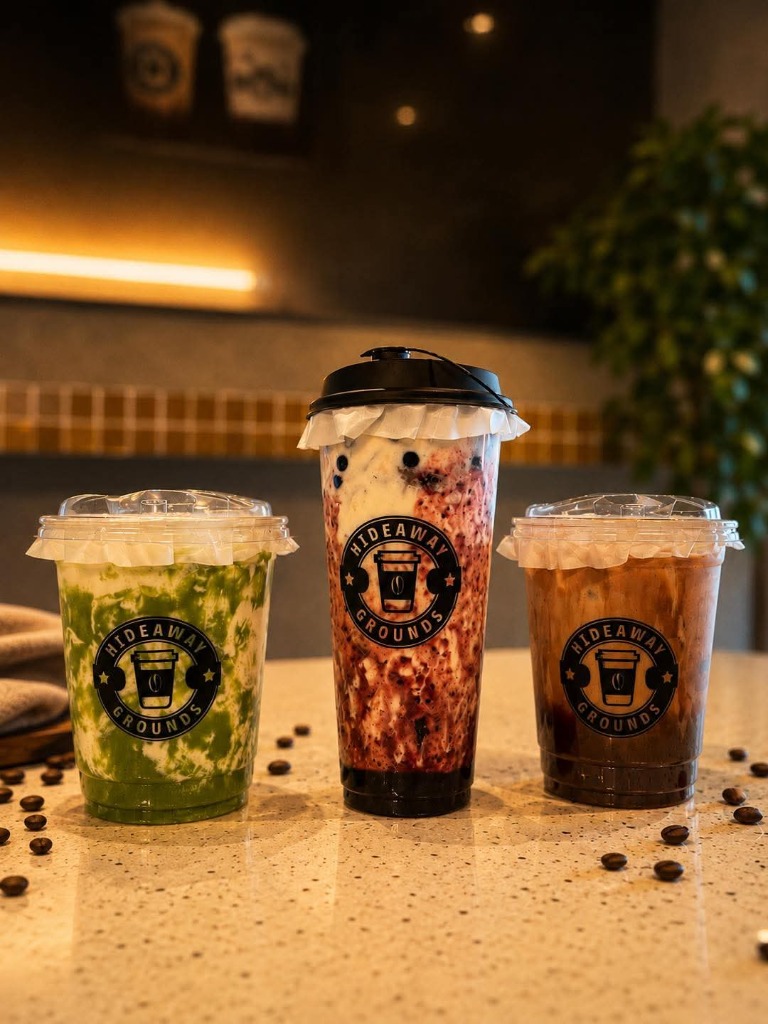 Three handcrafted Hideaway drinks